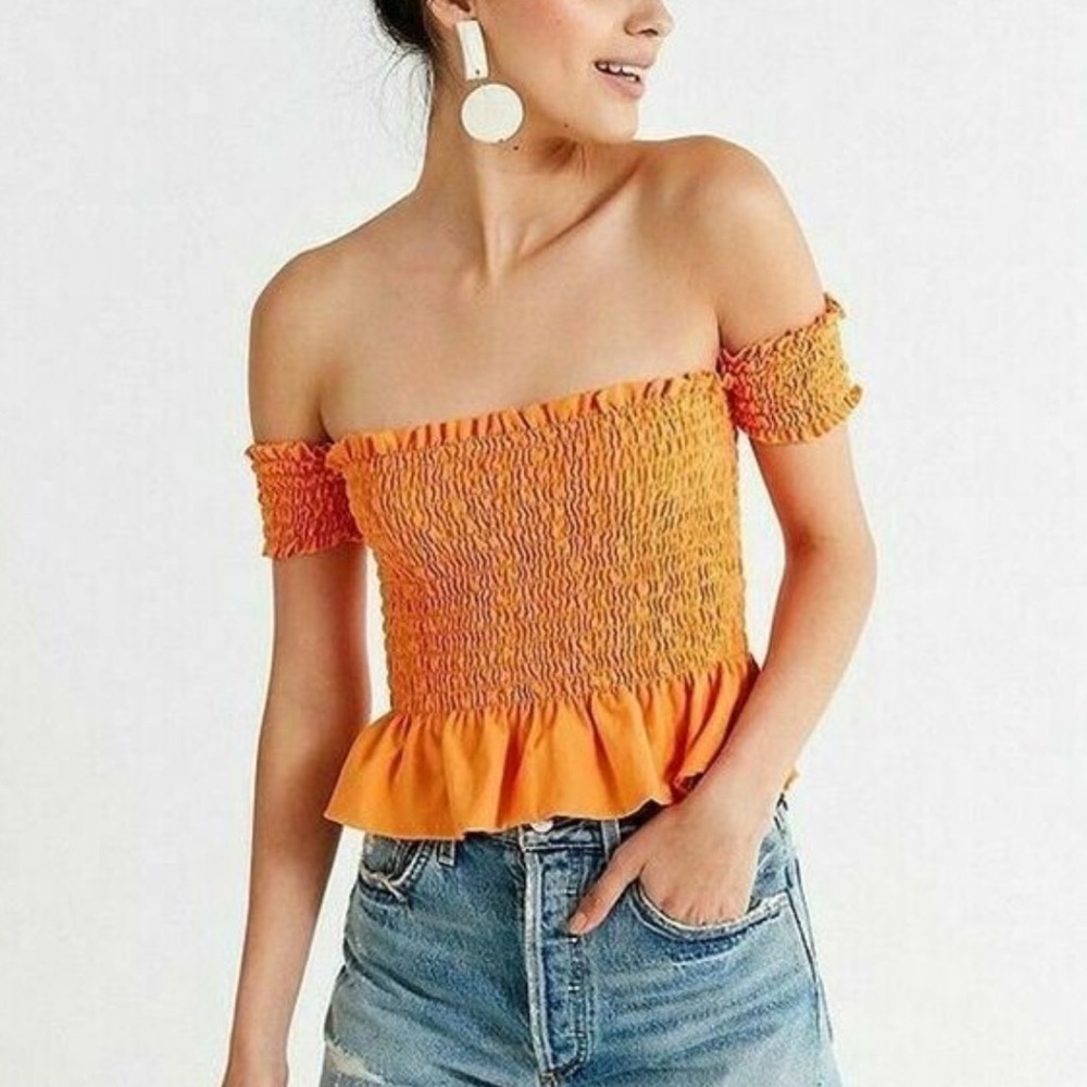 Truly Madly Deeply Orange Off the Shoulder Top
